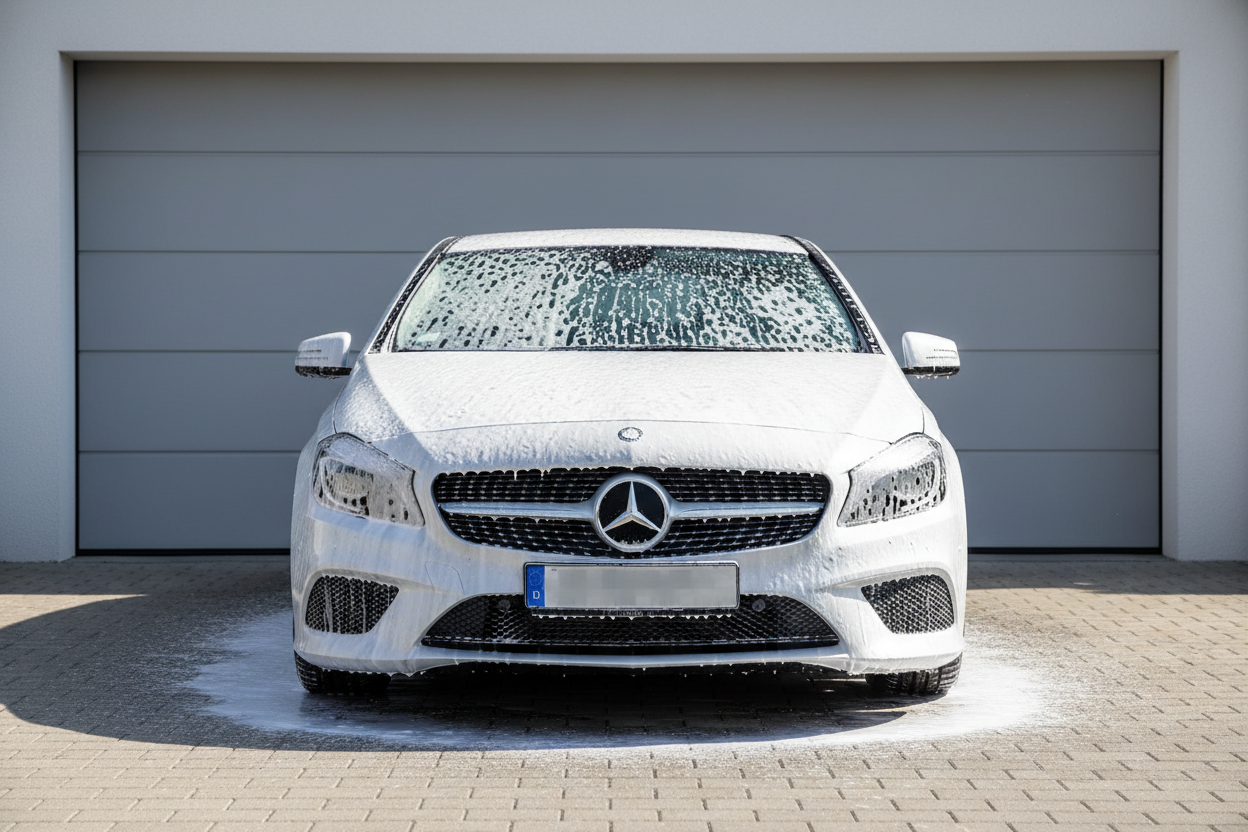 Mercedes en cours de nettoyage à domicile